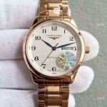 Replica Swiss Longines Master Watch L636.5 Rose Gold White Face